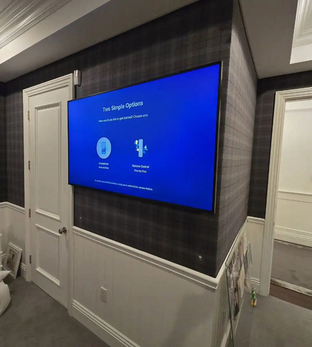 Frame TV on Fabric-Covered Wall